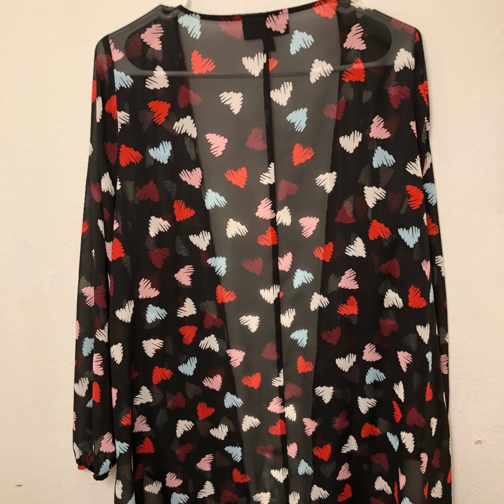 Lane Bryant colorful hearts kimono size 10/12